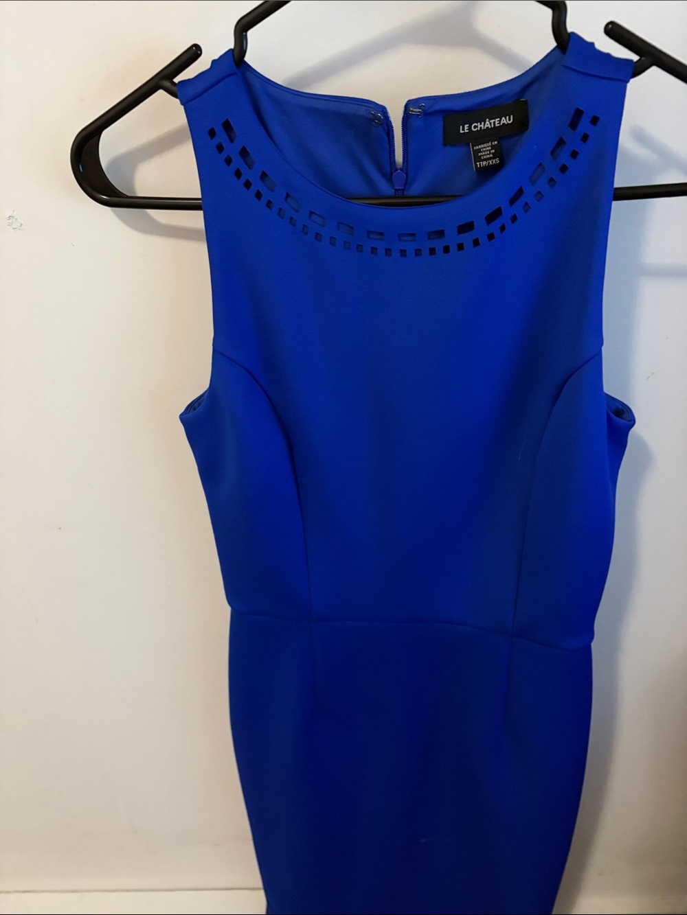 le chateau Cobalt Blue Laser-Cut Sheath Dress